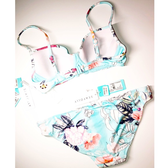 Seafolly Iceberg Modern Love V Wire Bustier Sz6 & Hipster Bottom Sz8 Mix Sz Set - Picture 8 of 16